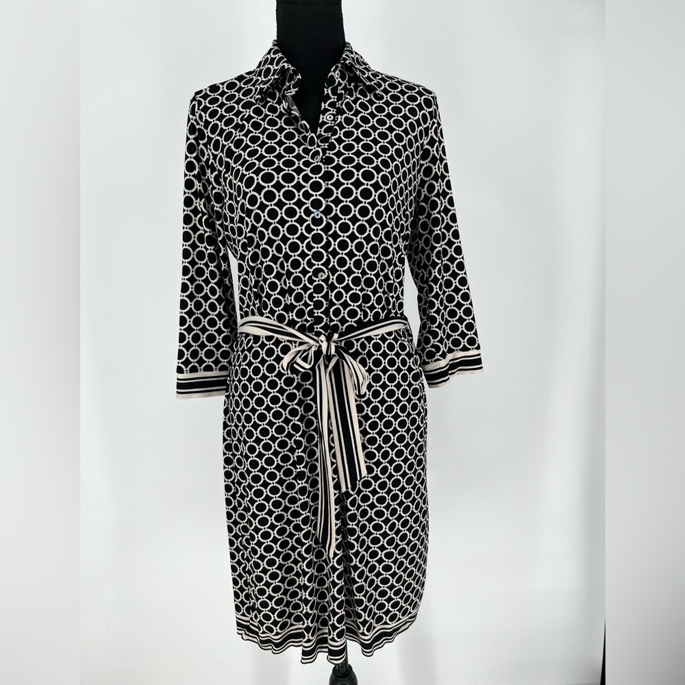 Max‎ Studio black and white geometric print shirtdress.